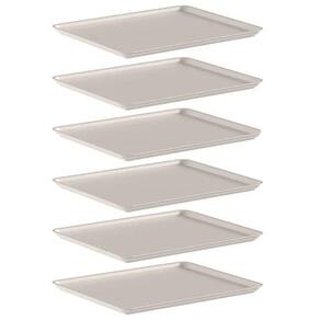6 Bandejas Plásticas para Servir 27x22cm Restaurante Refeitório Fast Food Bege Ou