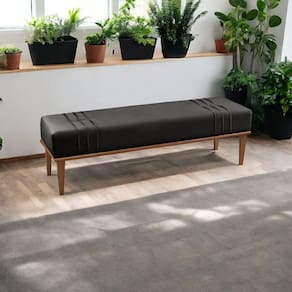 Recamier Puff Luxo Madeira Maciça Maya Preto