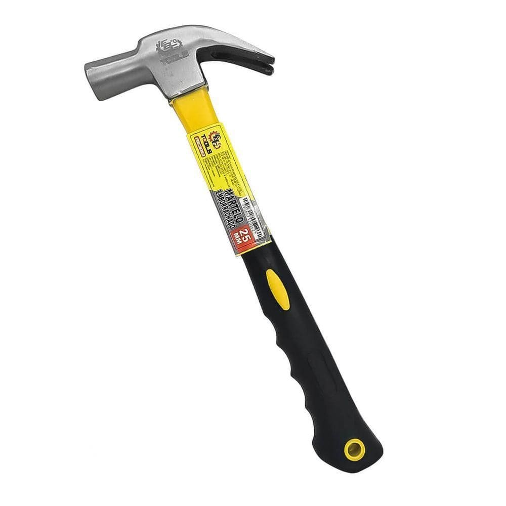 Martelo Unha Com Cabo Emborrachado Cabeça 25mm Aço Carbono