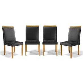 Kit Com 4 Cadeiras Agnes Madeira Maciça Estofadas Para Mesa De Jantar