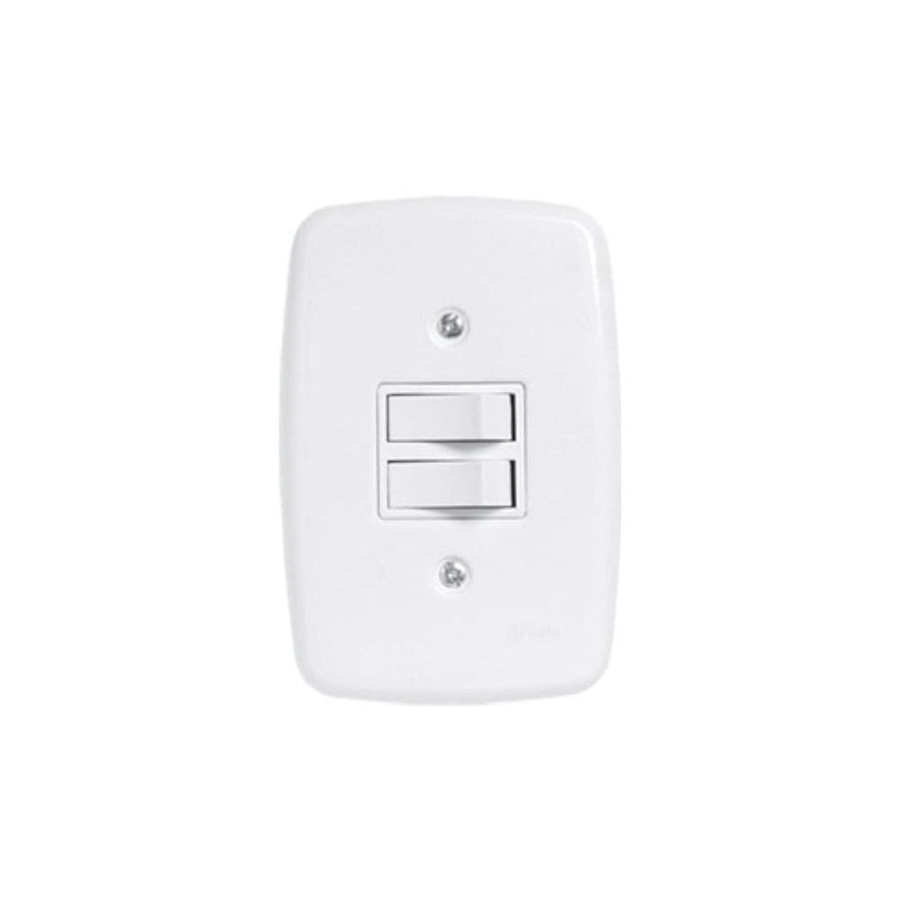 Interruptor de 2 Teclas Simples com Placa 4x2 Branco