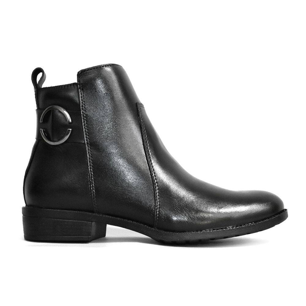 Bota Godiva Salto Baixo Couro Feminina Preta