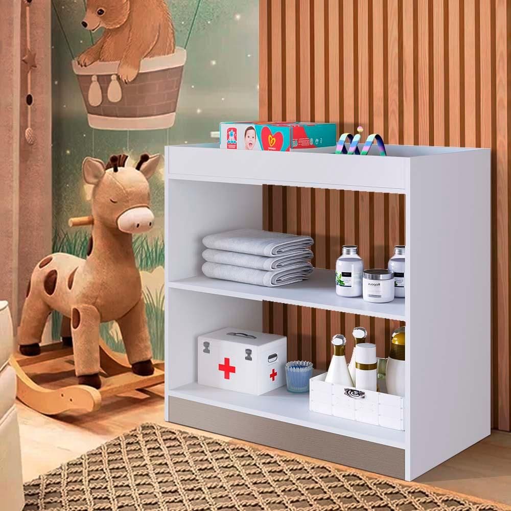 Cômoda Trocador Infantil Branco Miles Shop Jm - _ANCO