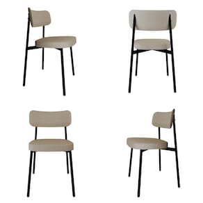 Cadeira Fixa com 4 Pés 50 X 44,7 X 83,8 Cm com 4 Unidades Alloa Palha/Preto Epoxi