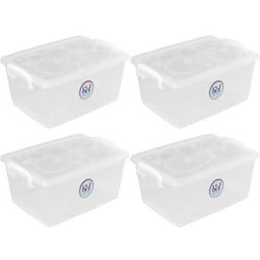 4 Caixas Organizadoras Travas e Alças 4L Bel Ordene para Armário Closet Incolor
