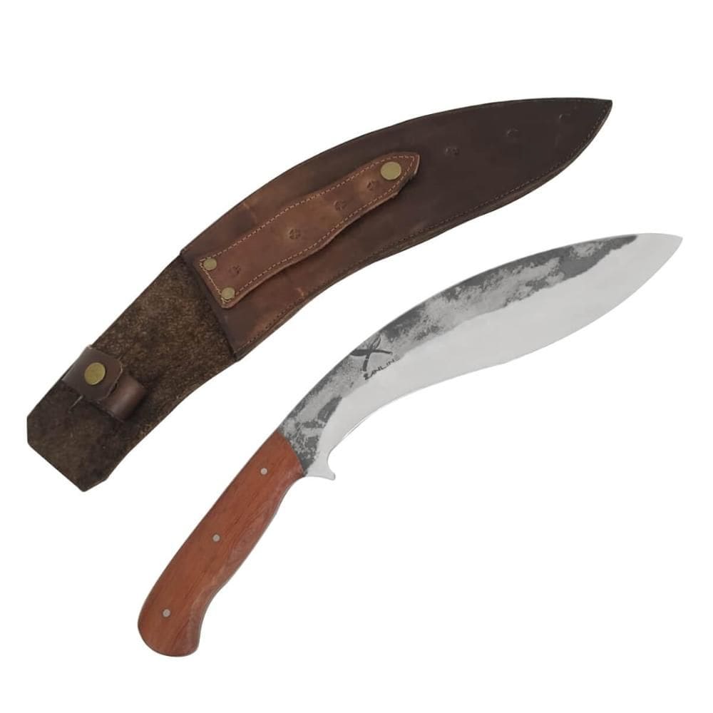 Facão Kukri 10` Artesanal Lida Mato Aço Carbono 1070 Cabo Madeira Full Tang
