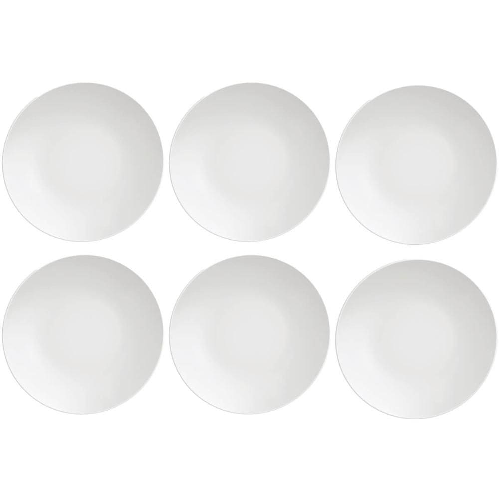 Conjunto 6 Pratos de Porcelana Sobremesa Tramontina Leonora 19cm Brancos Raso Leve Cupê