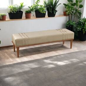 Recamier Puff Luxo Madeira Maciça Maya Bege