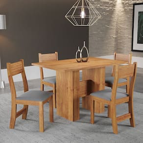 Mesa de Jantar Retangular True Com 4 Cadeiras Brisa Cobre/Cinza - Casa Giulia
