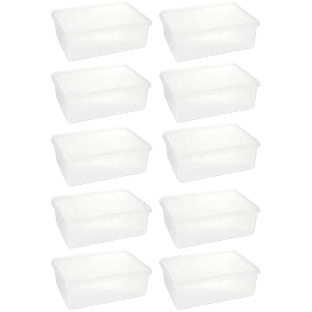 Kit 10 Caixas Organizadoras Plásticas Retangulares 3,5L com Tampa Hermética Empilhável Plasvale