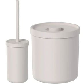 Conjunto Escova Sanitária e Lixeira 6L de Banheiro Plástica Bold Bege Ou Organize