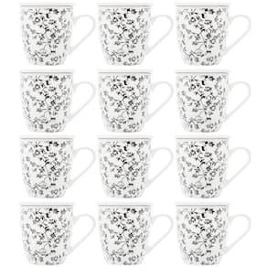 Jogo de Xícaras de Porcelana 12 Canecas com Infusor de Chá e Tampa 310ml Tiny Flowers Lyor