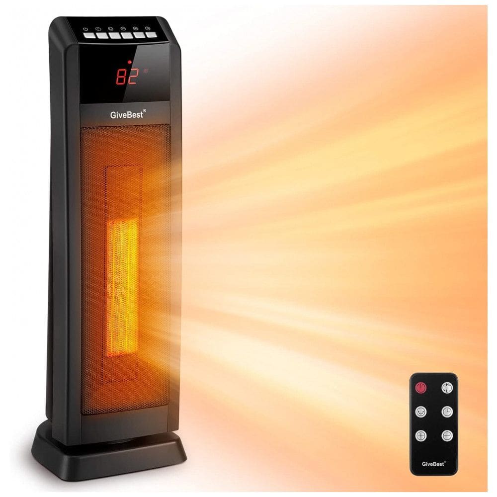 Aquecedor de Cerâmica Elétrico Portátil, 3 Configurações e Controle Remoto,1500W, 110V, GIVEBEST HPQ15C EA, Preto