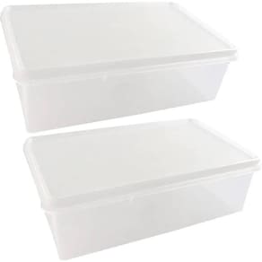 Kit 2 Caixas Organizadoras Plásticas 3,5L Empilhável com Tampa Plasvale Multiuso