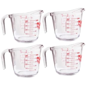 Kit 4 Jarras Medidoras de Vidro Marinex 500ml com Bico e Alça Restaurante Padaria