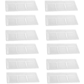 Kit 12 Petisqueiras Cristal Wolff Pearl 3 Divisórias 30x13cm Incolor Petisco Relevo Mesa Posta