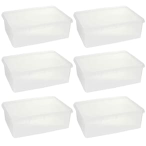 Kit 6 Caixas Organizadoras Plásticas Empilháveis com Tampa 3,5L Plasvale Retangular