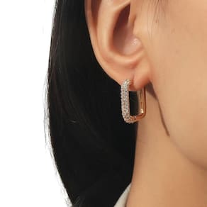 Brincos Mulheres Geométricos Quadrados Brilho Strass Festas