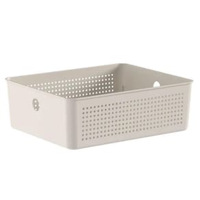 Cesto Organizador Flow 27x22x9cm Bege Ou Closet 5,4L Banheiro Lavanderia Caixa Organizadora