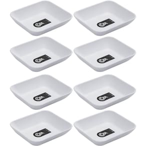 6 Pratos Brancos de Petiscos Essential Coza 10x9cm Sushi Molho Guarnição Plástico Restaurante