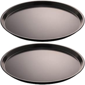 Kit 2 Assadeiras Antiaderentes 31,5cm Redondas Formas de Pizza Lyor Aço Carbono