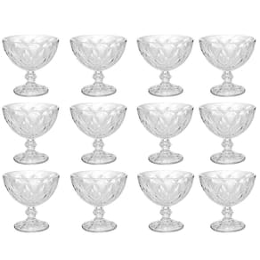 Jogo 12 Taças Diamond Lyor Sobremesa 250ml Vidro Transparente Tigela Pote Doces