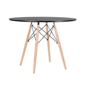 Mesa De Jantar Redonda Eames Eiffel Wood 80Cm Preta