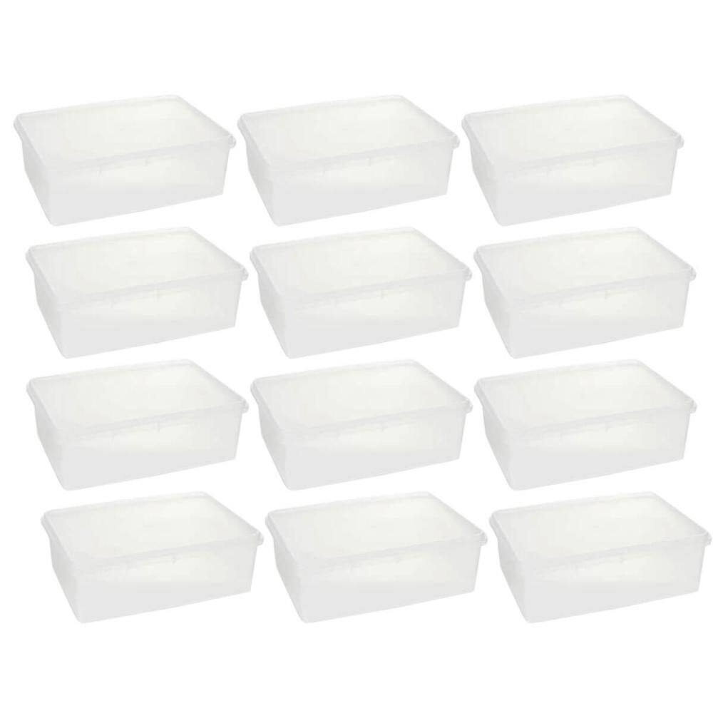 Kit 12 Cestos Organizadores Transparentes com Tampa 3,5L Plasvale Brinquedos Acessórios