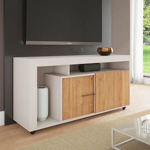 Rack para TV Até 55 Polegadas Padua 2 Portas Off White/Cobre - Casa Giulia