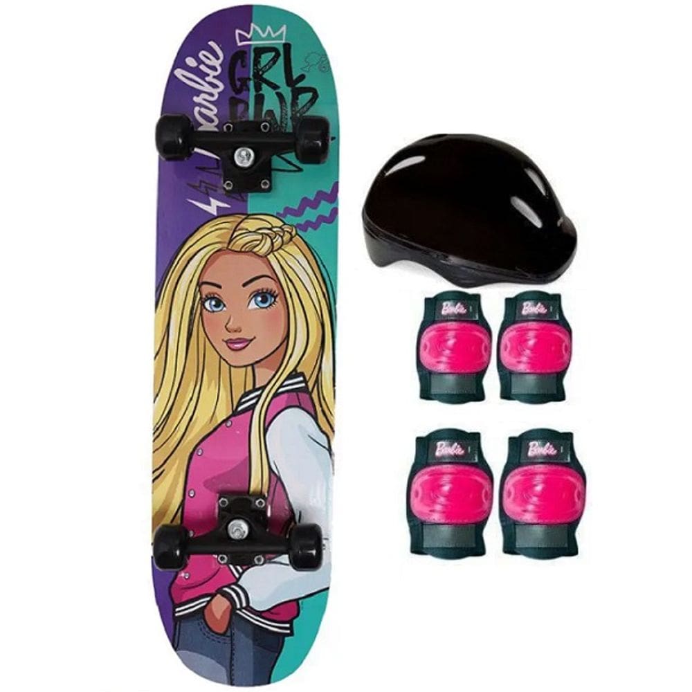 Skate Barbie com Acessorios de Seguranca GIRL Power FUN F0010-5