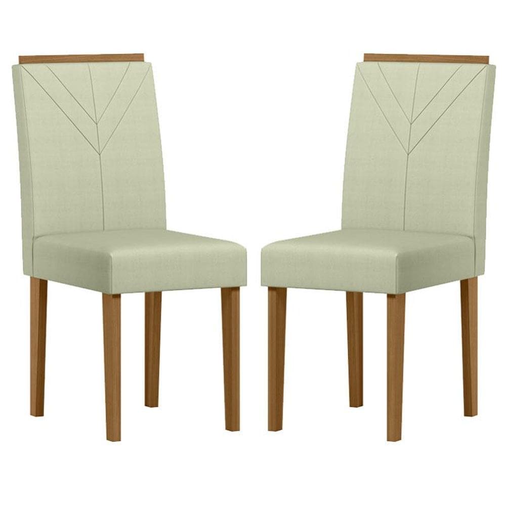 Cadeira para Mesa de Jantar Amanda Kit 2 peças Ype Linho Palha - New Ceval - Marrom