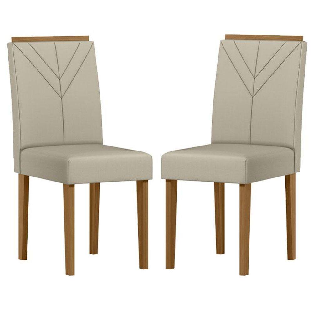 Cadeira para Mesa de Jantar Amanda Kit 2 peças Ype Suede Veludo Nude - New Ceval - Marrom