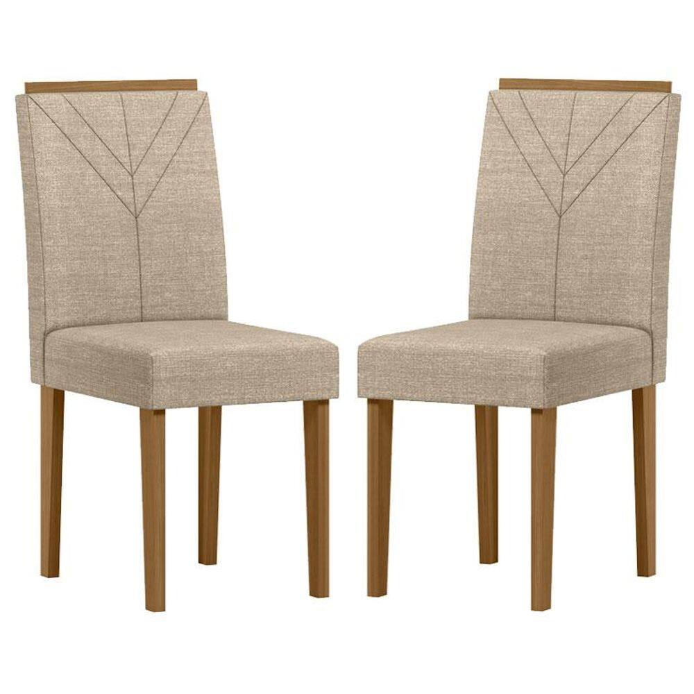Cadeira para Mesa de Jantar Amanda Kit 2 peças Ype Linho Areia - New Ceval - Marrom