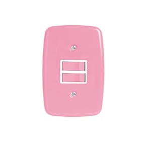 Interruptor de 2 Teclas Simples com Placa 4x2 Rosa