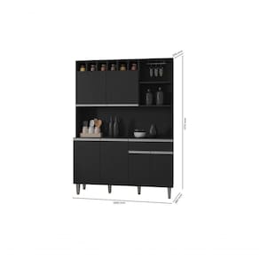Kit Cozinha Compacta Alice 130cm C-6 Portas 1 Gaveta Preto