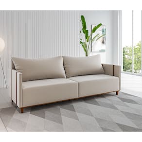 Estofado Living 2m 3 Lugares Adam Linho Bronze Durango - Casa Giulia
