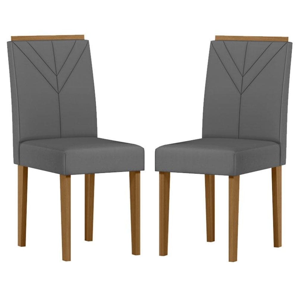 Cadeira para Mesa de Jantar Amanda Kit 2 peças Ype Veludo Cinza - New Ceval - Marrom