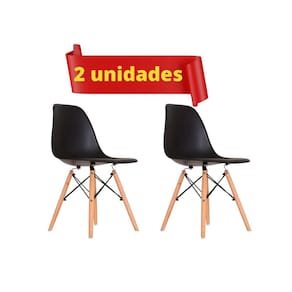 Jogo Eames de Cadeiras Pé Palito Assento Preto Eiffel