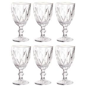 CJ 6 Taças p/ Água 325 ml de Vidro Fio de Ouro Diamond - Lyor