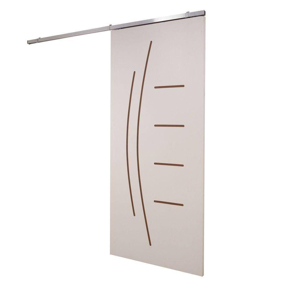 Porta De Correr Branco Prime Frisada Kit Alumínio F08 - Smile - 210x100