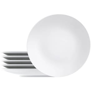 Conjunto 6 Pratos Tramontina Porcelana Leonora Rasos 25cm Branco Jogo Mesa