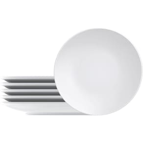 Jogo Prato de Sobremesa 6 Peças Porcelana Tramontina Leonora Branco Raso 19cm