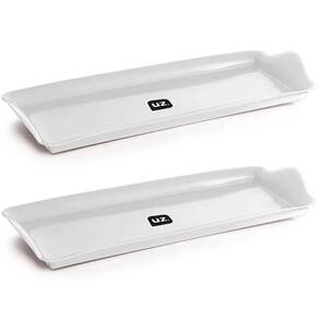 Kit 2 Bandejas Travessa Retangular 38x16cm Servir Plástico P