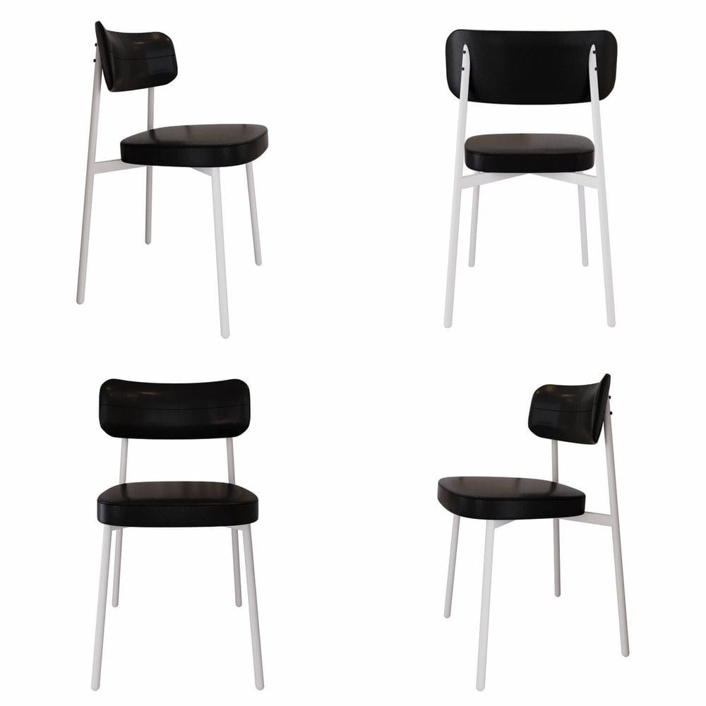 Cadeira Alloa Fixa com 4 Pés 50 X 44,7 X 83,8 Cm com 4 Unidade Preto/Branco Epoxi