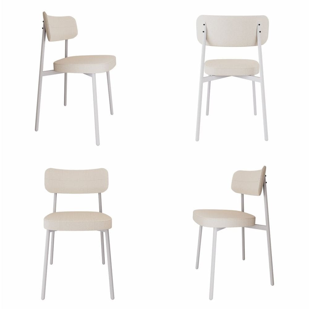 Cadeira Alloa Fixa com 4 Pés 50 X 44,7 X 83,8 Cm com 4 Unidades Palha/Branco Epoxi