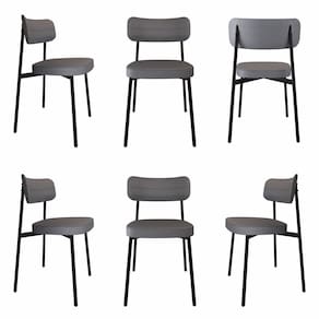 Cadeira Fixa com 4 Pés 50 X 44,7 X 83,8 Cm com 6 Unidades Alloa Cinza/Preto Epoxi