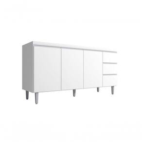 Balcão Gabinete Para Pia Andreia S-tampo 160cm 3 Portas 3 Gavetas Branco
