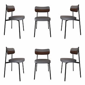 Cadeira Fixa com 4 Pés 50 X 44,7 X 83,8 Cm com 6 Unidades Alloa Corriente Cinza/Whisky/Preto