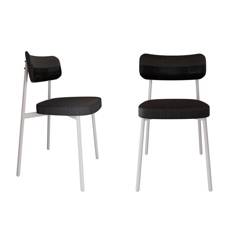 Cadeira Alloa Fixa com 4 Pés 50 X 44,7 X 83,8 Cm com 2 Unidade Preto/Preto/Branco Epoxi