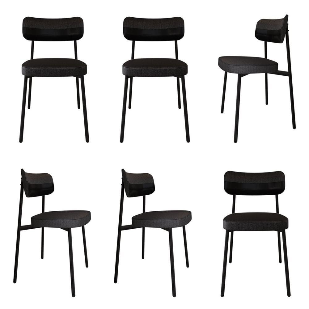 Cadeira Fixa com 4 Pés 50 X 44,7 X 83,8 Cm com 6 Unidades Alloa Corriente Preto/Preto